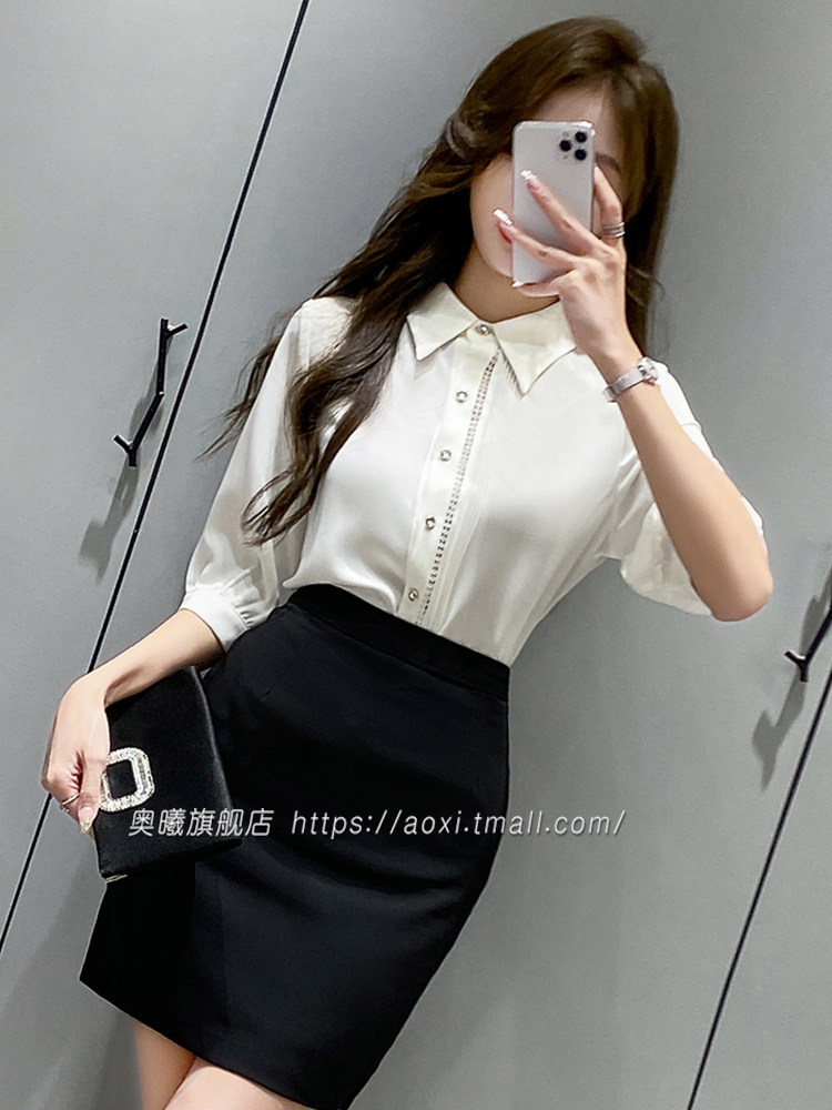 2024春新款衬衫女前台接待职业套装行政女装美容院工作服高端工装