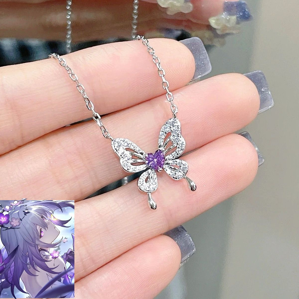 【崩坏星穹铁道】遐蝶印象水晶蝴蝶项链 高品质同人周边饰品浪漫