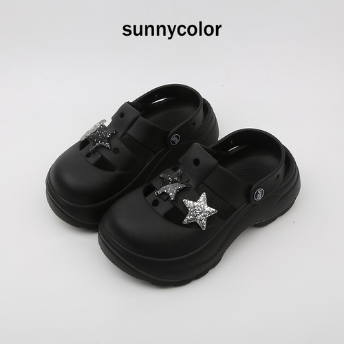 SUNNYCOLOR时尚潮流厚底洞洞鞋