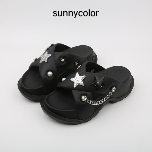 SUNNYCOLOR松糕厚底五角星凉拖鞋