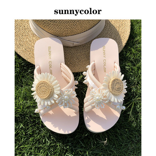 SUNNYCOLOR香风百搭厚底拖鞋