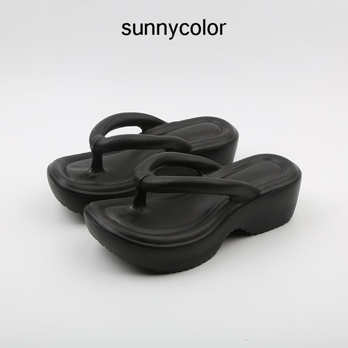 sunnycolor简约时尚高跟人字拖