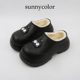 增高跟厚底办公室内保暖加绒包头拖鞋 SUNNYCOLOR防水棉拖鞋 女冬季