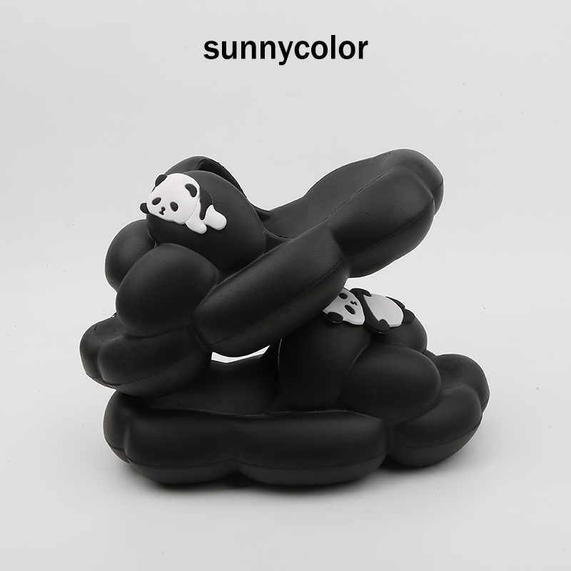 SUNNY COLOR时尚ins潮拖鞋女夏外穿厚底网红情侣款熊猫一字凉拖鞋