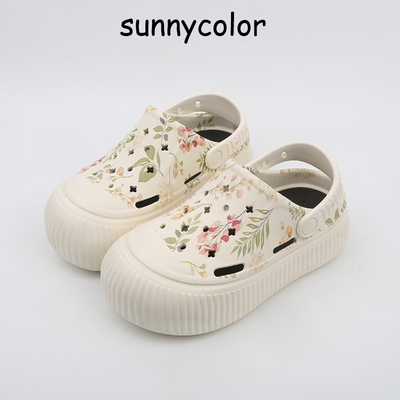SUNNYCOLOR厚底小碎花沙滩洞洞鞋