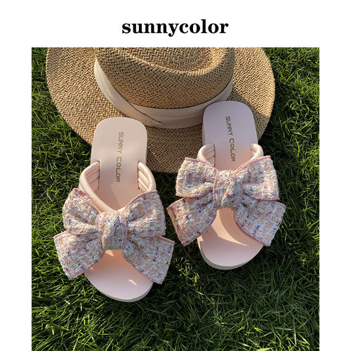 sunnycolor蝴蝶结女ins潮拖鞋