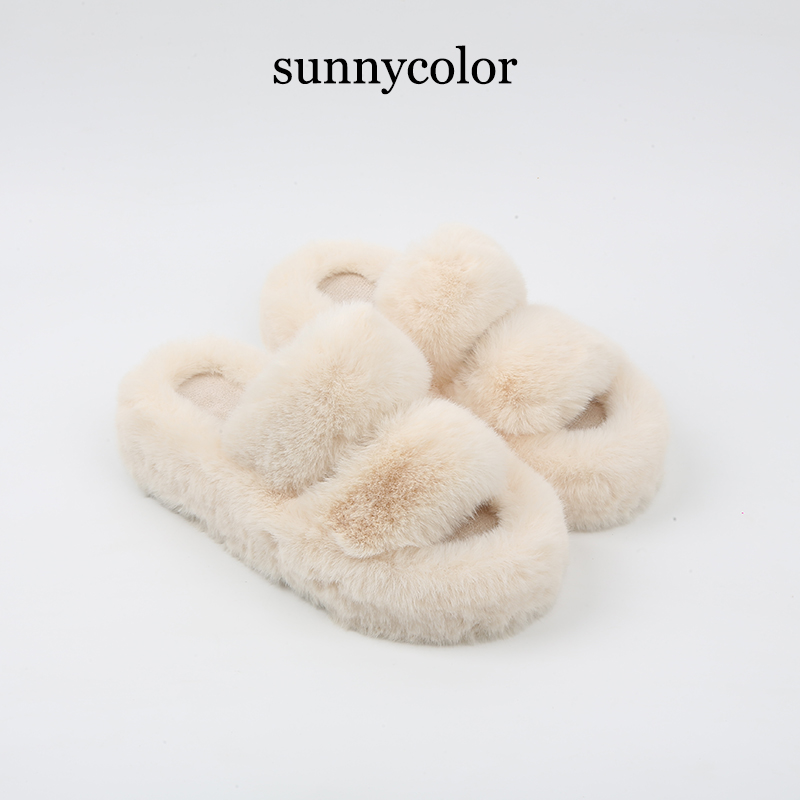 SUNNYCOLOR厚底时尚ins毛毛拖鞋
