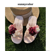 SUNNY 厚底网红ins女士可湿水软底沙滩鞋 COLOR凉拖鞋 女夏外穿时尚