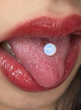 舌钉辣妹小众欧美蛋白石舌头钉女