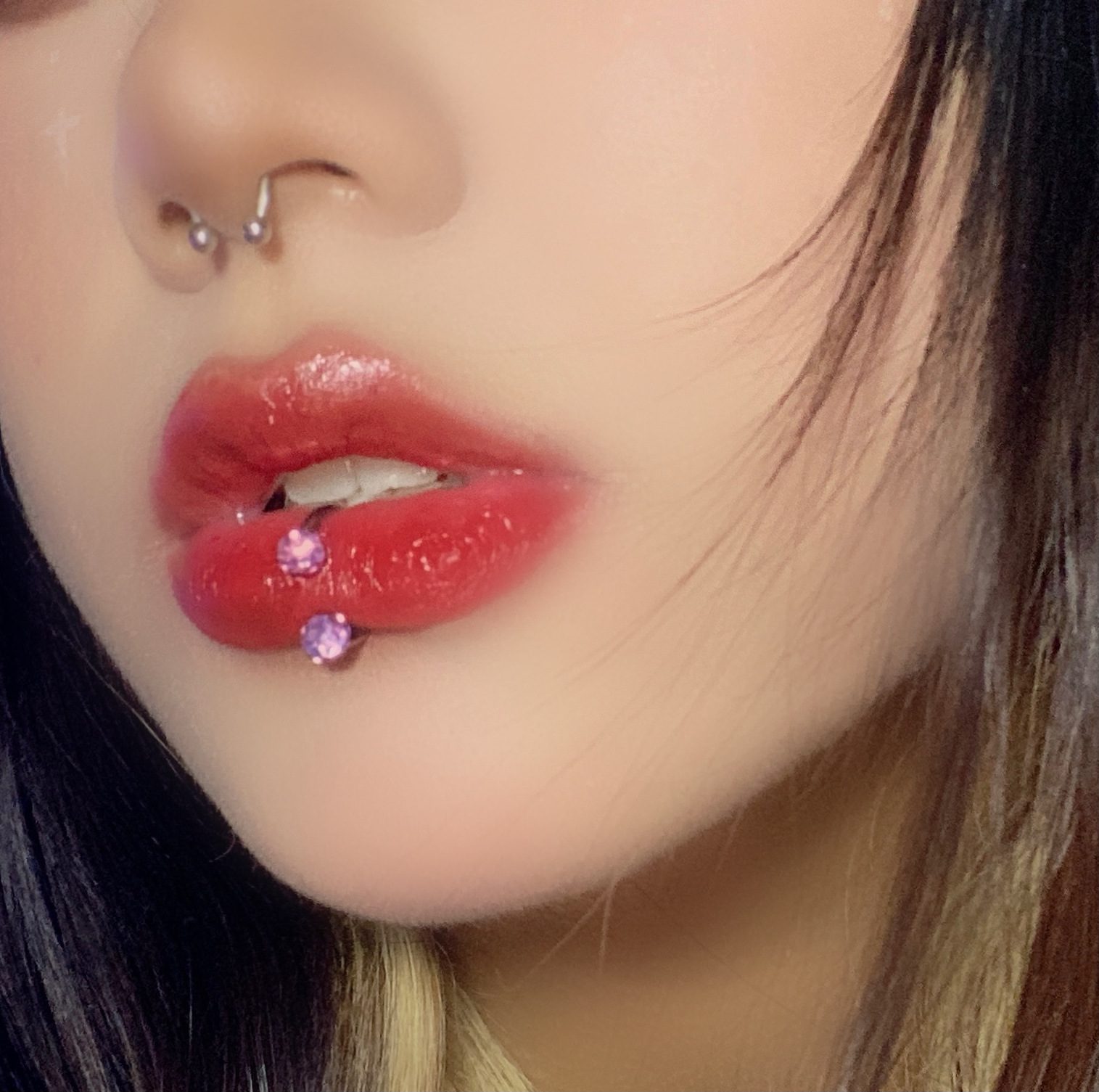 钛钢唇环有洞耳环辣妹唇钉鼻中隔