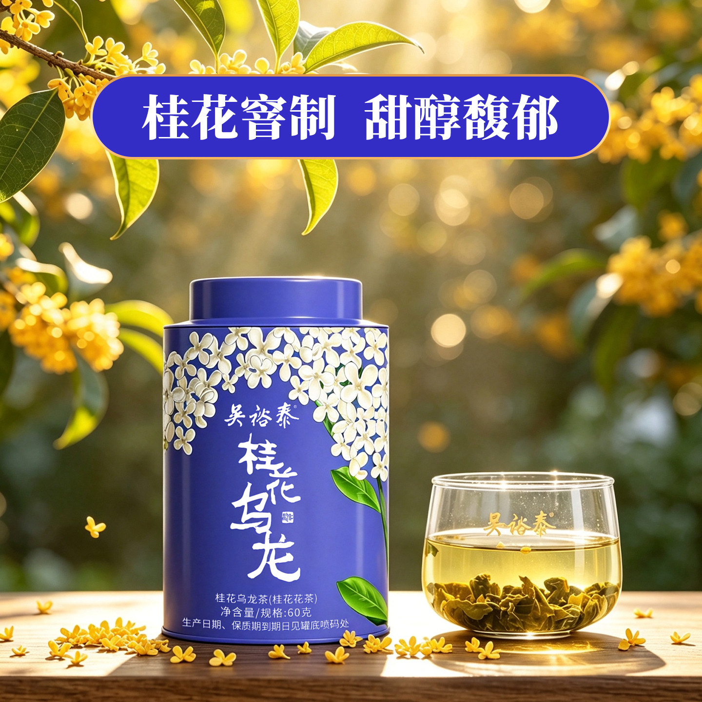 吴裕泰中华老字号桂花乌龙茶铁观音茶桂花香乌龙茶浓香罐装