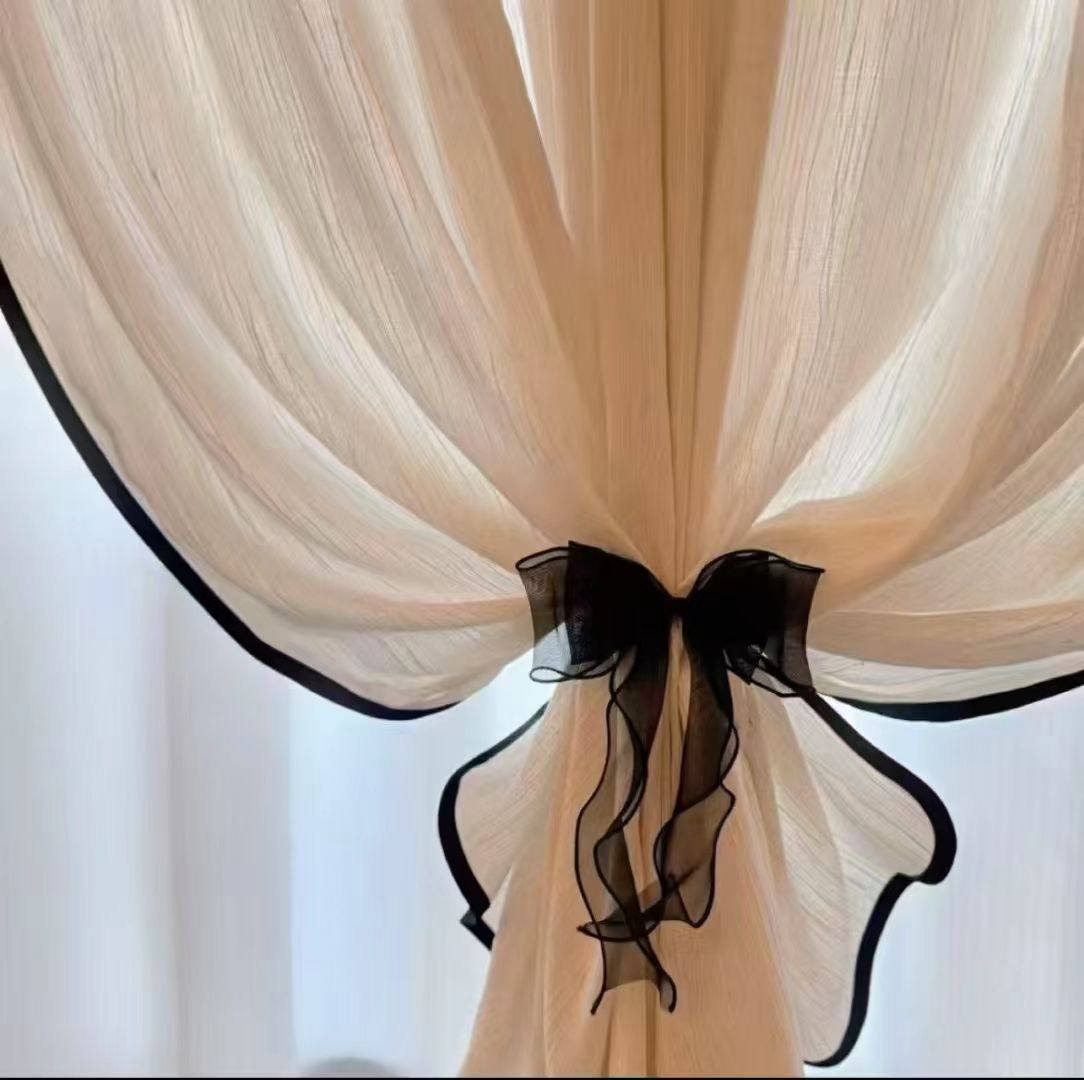 双层黑色欧根纱蝴蝶结绑带绳装饰窗纱卧室飘窗复古法式,居家布艺,窗帘绑带,淘宝优惠券,粉丝福利购,淘宝优惠卷