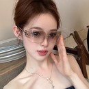 曲面无框方形复古Y2K水银色墨镜大脸欧美辣妹风高级感太阳眼镜女
