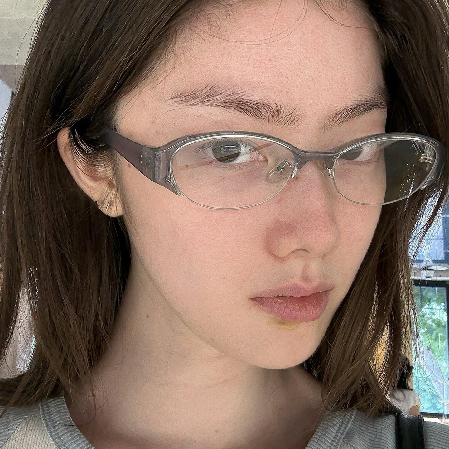 [原创自制]2026新款半框复古小猫眼素颜近视可配度数防蓝光平光镜