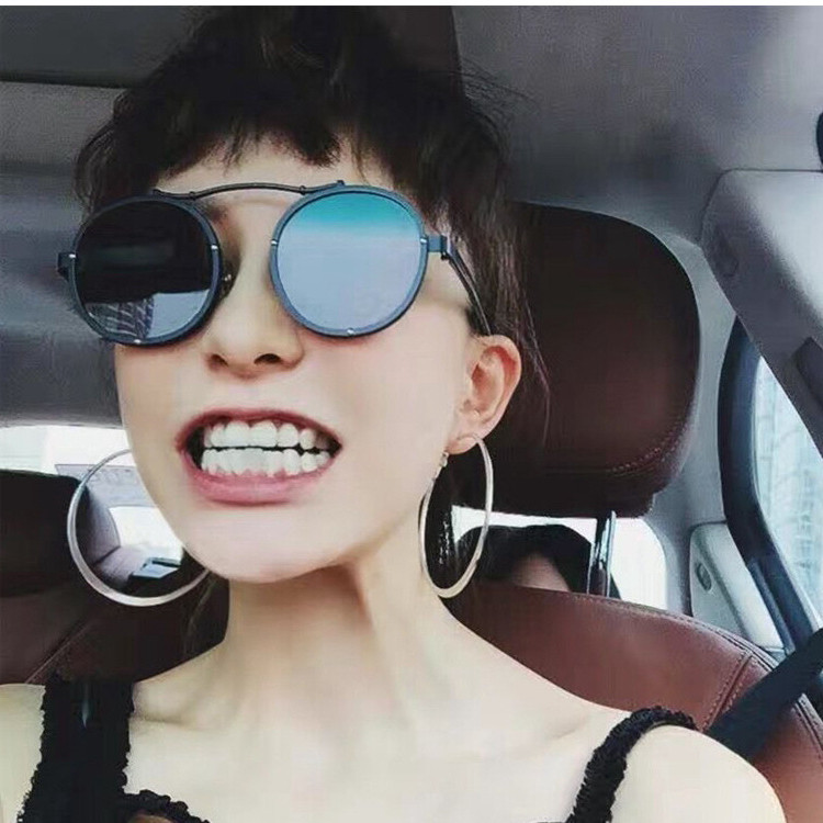 墨镜女2017新款明星款圆脸潮女个性大框圆框墨镜朋克复古太阳镜