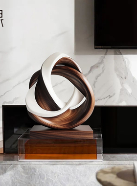 样板间玄关抽象艺术实木雕塑摆件