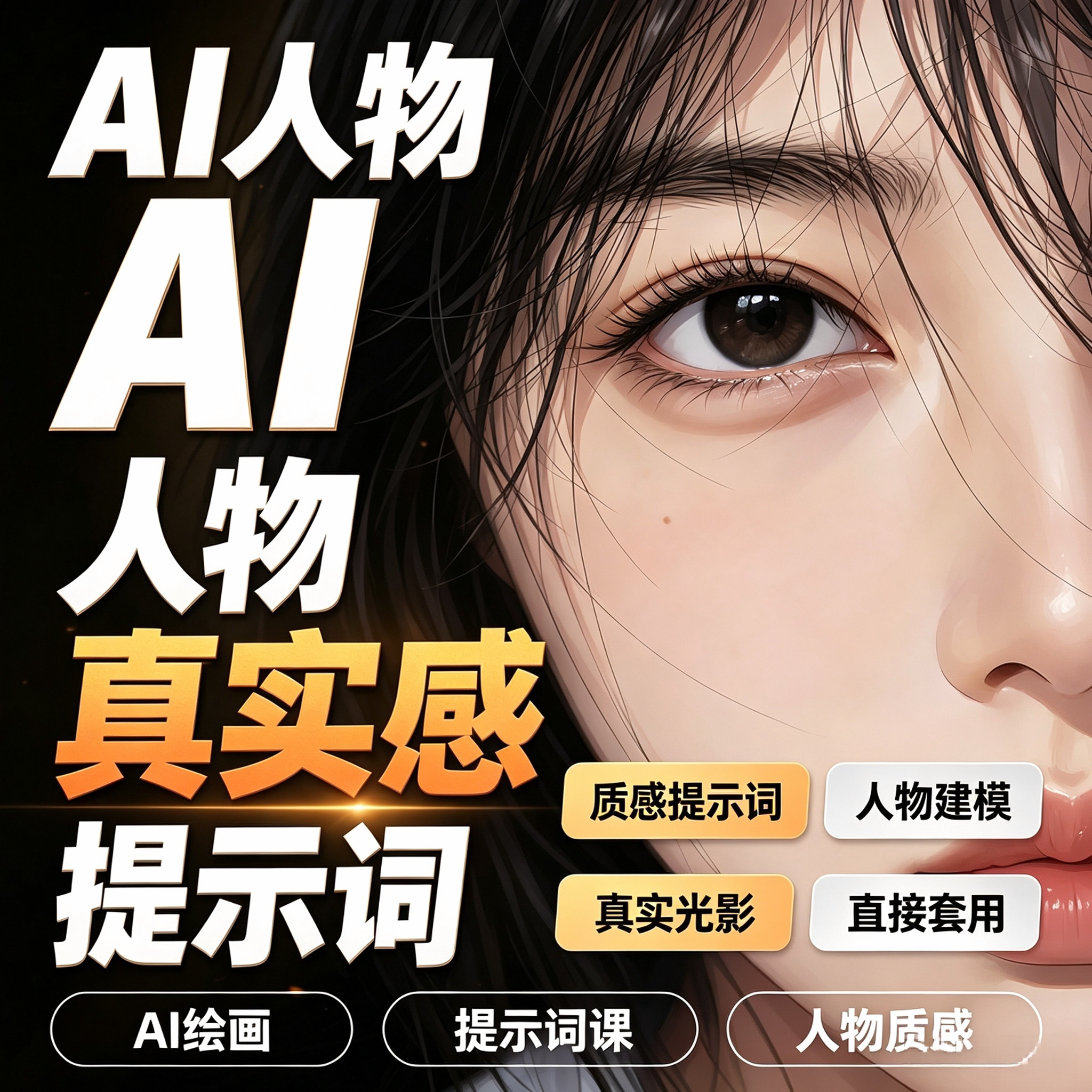 AI绘画人物真实感提示词人像光影建模素材可直接套用电子版资料图片