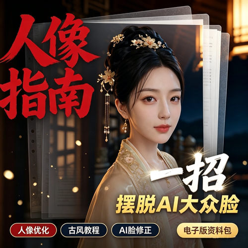 AI人像优化古风绘图教程修正大众脸五官调整人像创作电子版资料包