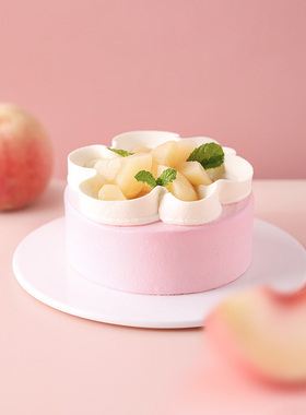 诺心悠然桃桃水果慕斯生日蛋糕休闲网红甜品儿童水果蛋糕同城配送