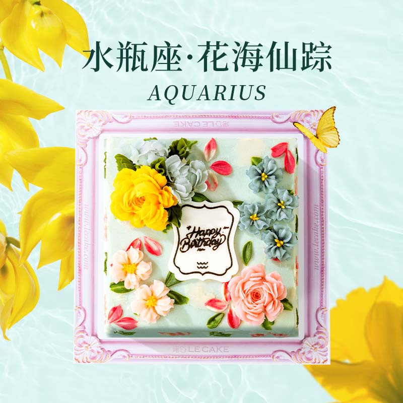 诺心水瓶座生日蛋糕裱花甜品芝士奶油慕斯巧克力节日蛋糕同城配送