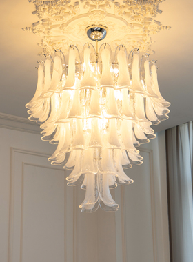 法式Murano手工玻璃南洋中古挑空客厅美式吊灯穆拉诺别墅楼梯吊灯