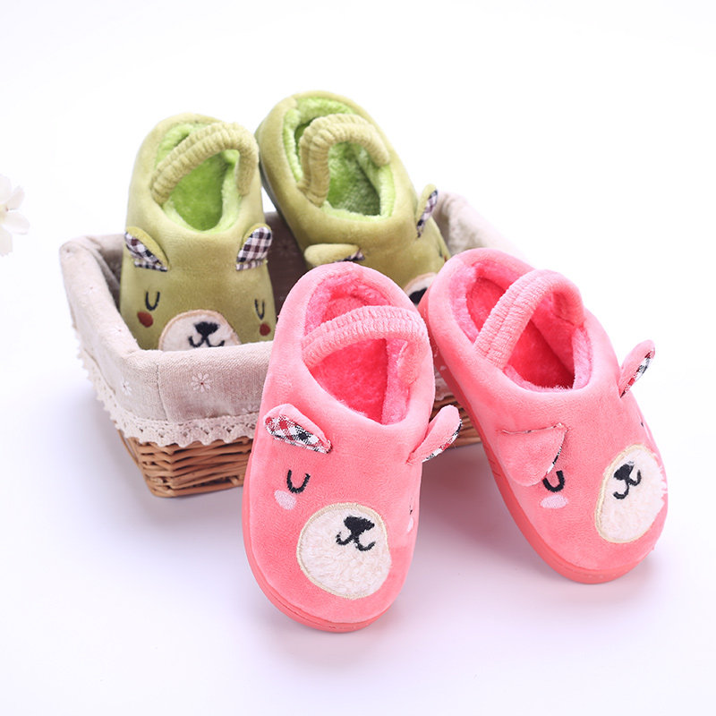 Pantoufles enfants en suède pour hiver - semelle caoutchouc - Ref 1024419 Image 3