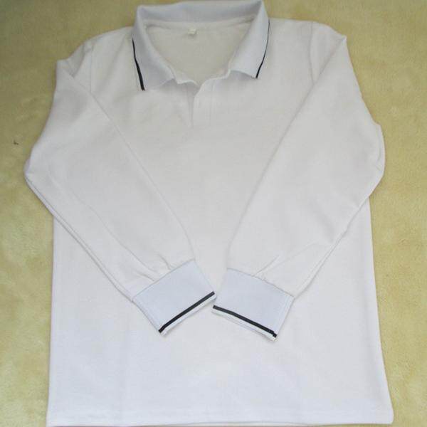 中小学生 珠涤棉面料 长袖T恤白色黑道领校服 男女校服同款可定制