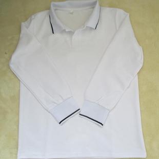 中小学生 珠涤棉面料 长袖T恤白色黑道领校服 男女校服同款可定制