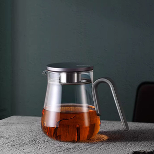 茶壶家用耐热玻璃泡茶壶铝制盖单壶过滤花茶壶飘逸杯简约茶具套装