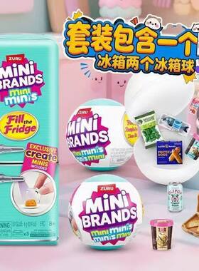 抖音ZU同款国产迷你冰箱盲盒可开门收纳过家家微缩美食惊喜玩具