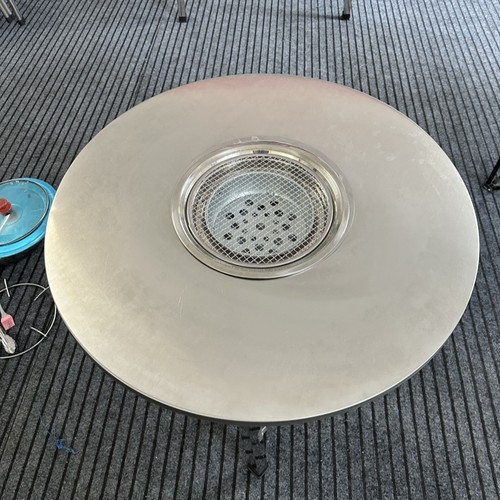 加厚全不锈钢火锅桌配木炭烤盘炉户外阳台烧烤桌圆桌