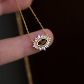 KNA珂娜「日冕之眼」天然虎眼石S925纯银小众轻奢项链锁骨链女ins