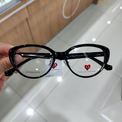 查尔斯桃心CH2085/2086复古猫眼茶色镜架素颜镜黑框圆脸女可配镜