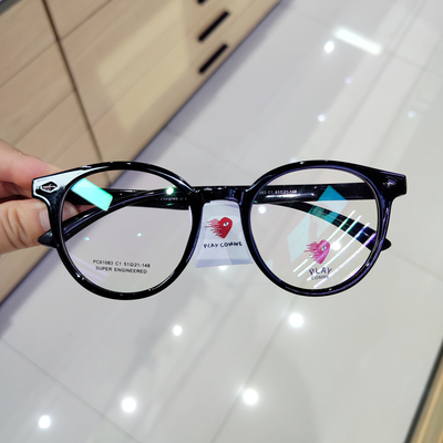川久PLAYCOMME黑色眼镜框男近视女TR圆形大框眼镜素颜网红款61083
