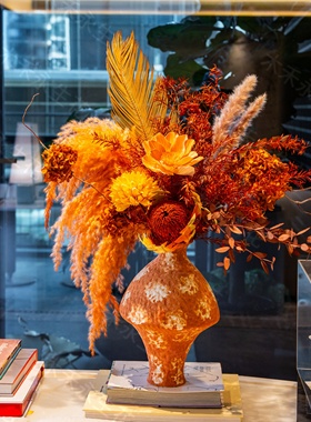 【秋焰】秋日复古干花永生花客厅边几装饰摆件持久免养护花艺