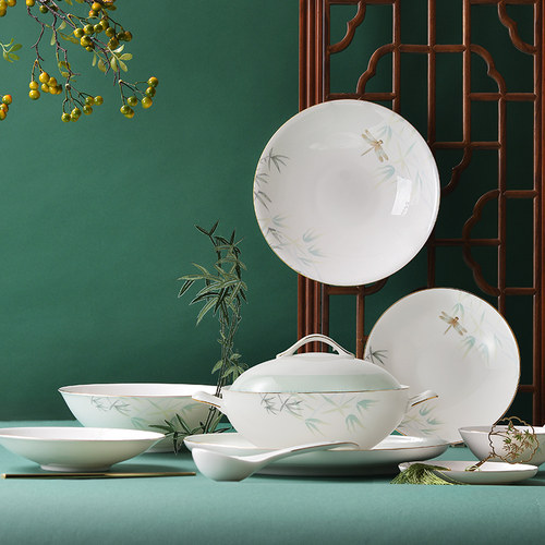 华光骨瓷碗碟餐具套装高温无铅釉