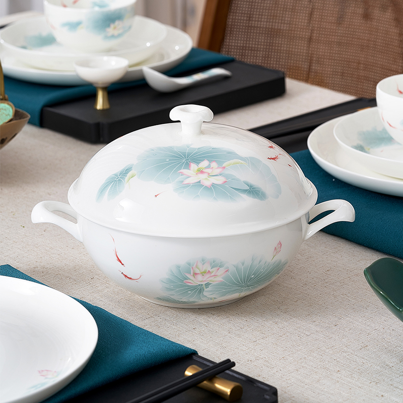 华光国瓷抗菌骨瓷餐具套装礼盒装