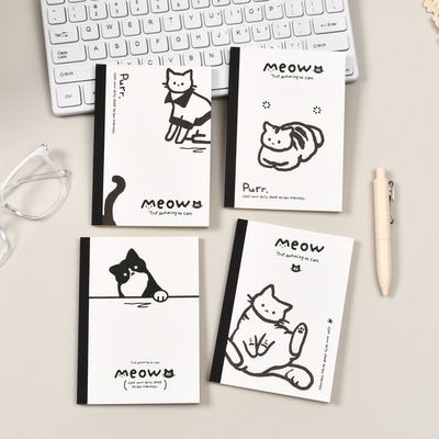 伊莎儿喵呜小憩A6无线胶装本60张加厚横线本小号记事本可平摊本