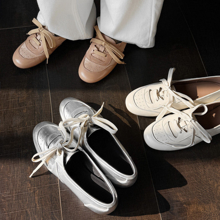 日常德训鞋女休闲系带百搭平底小白鞋真皮圆头单鞋软底小皮鞋中口,女鞋,德训鞋,淘宝优惠券,粉丝福利购,淘宝优惠卷