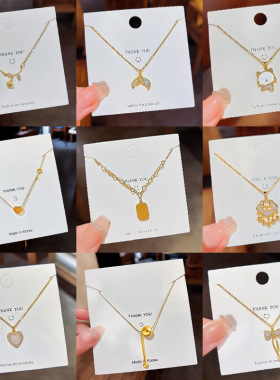 新闻女王文慧心佘诗曼同款钛钢项链仙锁骨链女百搭吊坠蝴蝶结颈链