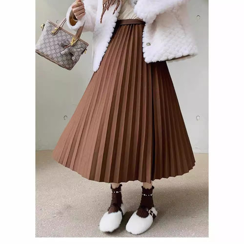 白色橄榄树冉雨微董璇同款毛呢半身裙百褶秋冬中长加厚显瘦a字裙