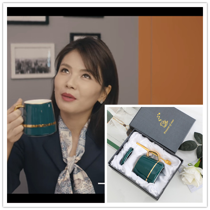 我是真的爱你王媛可李念萧嫣刘涛同款陶瓷马克杯带盖咖啡杯套装