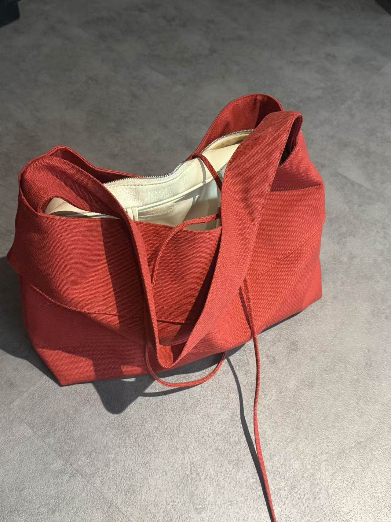 2025东大门新款小众慵懒托特大容量帆布包包