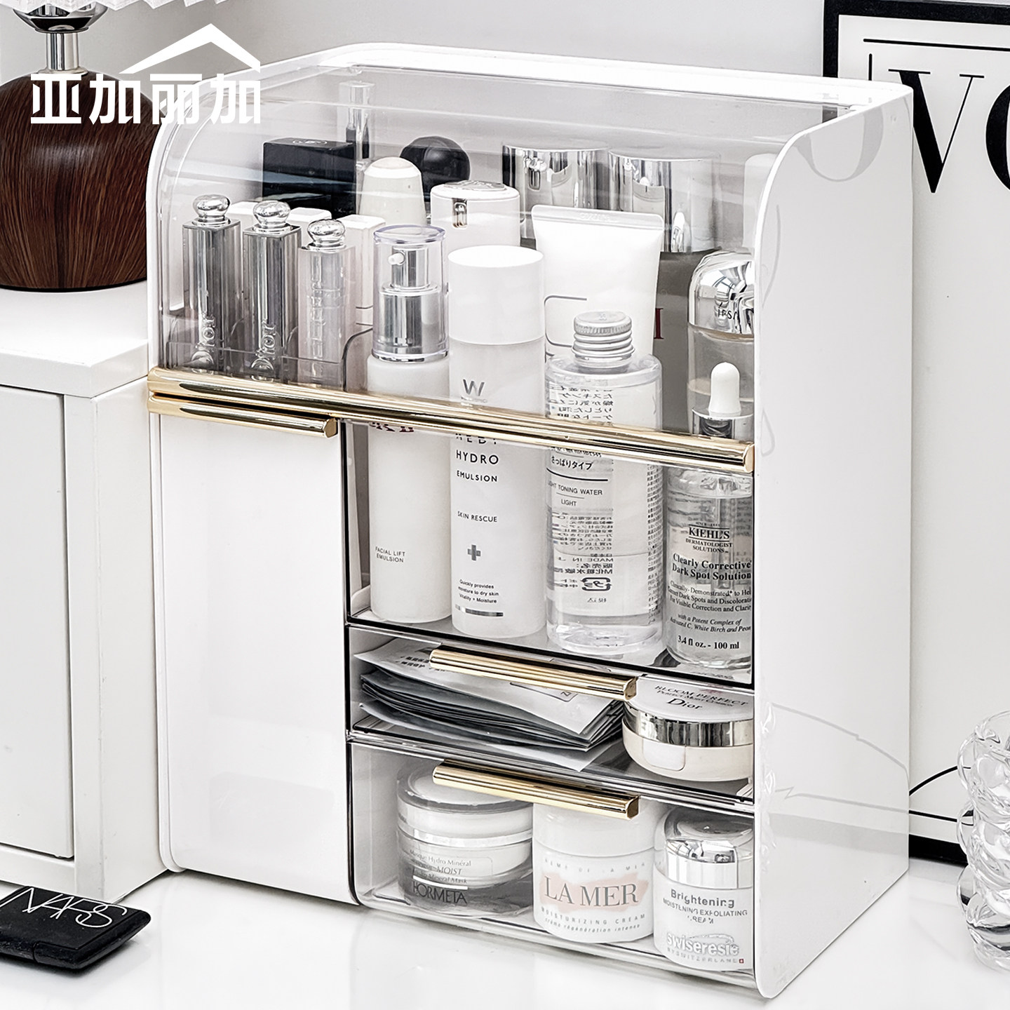 桌面化妆品收纳盒高级感梳妆台刷筒置物架亚克力口红整理箱香水柜,收纳整理,化妆箱/盒,淘宝优惠券,粉丝福利购,淘宝优惠卷