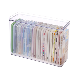 带盖手机壳收纳盒防尘透明亚克力杂物盒大容量多功能手提整理盒子