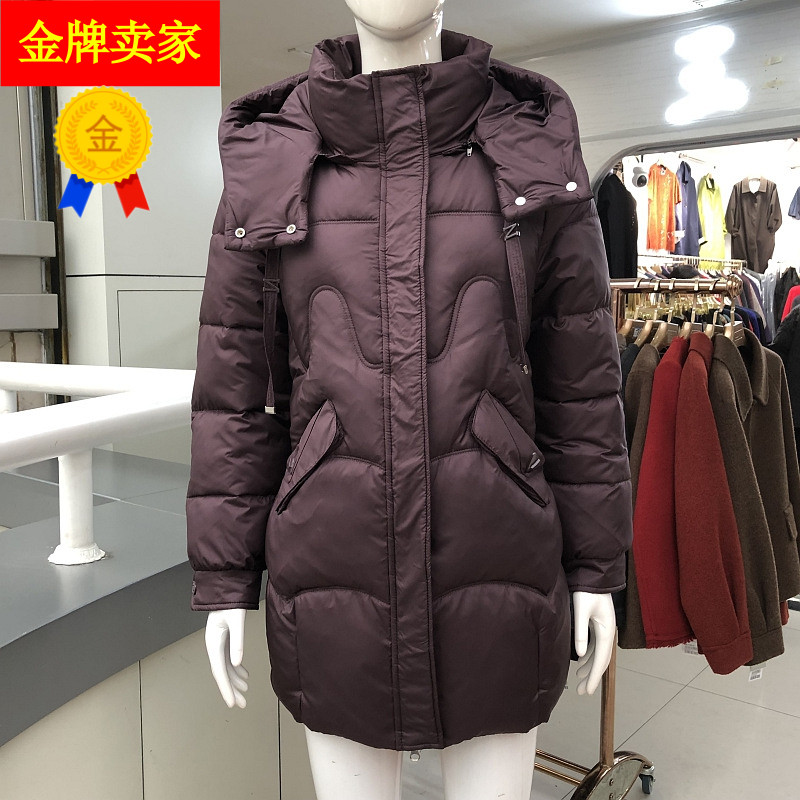 梦特尔25A807 妈妈中长连帽防寒服女棉袄冬季新款老太太棉衣棉服