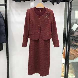 高级感婚宴两件套裙喜婆婆礼服春季新款日常妈妈敬酒服新娘连衣裙