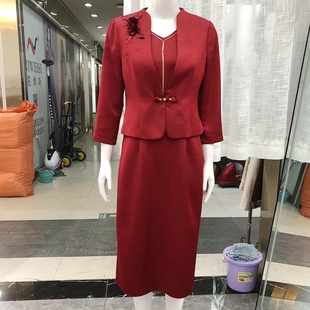 玖牧26A633 妈妈敬酒晚礼服 婚宴喜婆婆两件套裙连衣裙2026春新款