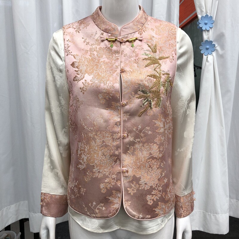 迪26A-042 新中式国风马甲打底衫两件套装女2026春季新款洋气马夹