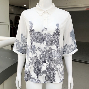 T恤衫 古玉轩8270 妈妈真丝缎小衫 新款 高档桑蚕丝缎衬衫 女上衣夏季